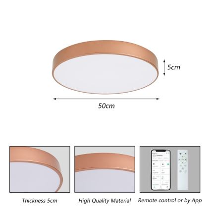 Brilagi - Zatemnjiva LED stropna svetilka POOL SMART LED/60W/230V 3000-6000K, premer 50 cm, Wi-Fi Tuya, bronzna + daljinski upravljalnik