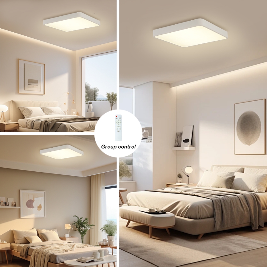 Brilagi - LED Zatemnitvena stropna svetilka POOL SQUARE LED/36W/230V 3000-6000K 40x40 cm bela + Daljinski upravljalnik