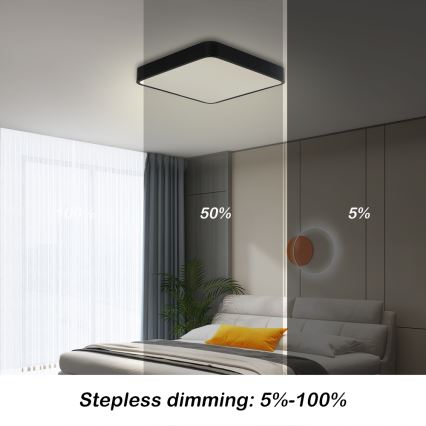 Brilagi - LED Zatemnitvena stropna svetilka POOL SQUARE LED/36W/230V 3000-6000K 40x40 cm črna + Daljinski upravljalnik