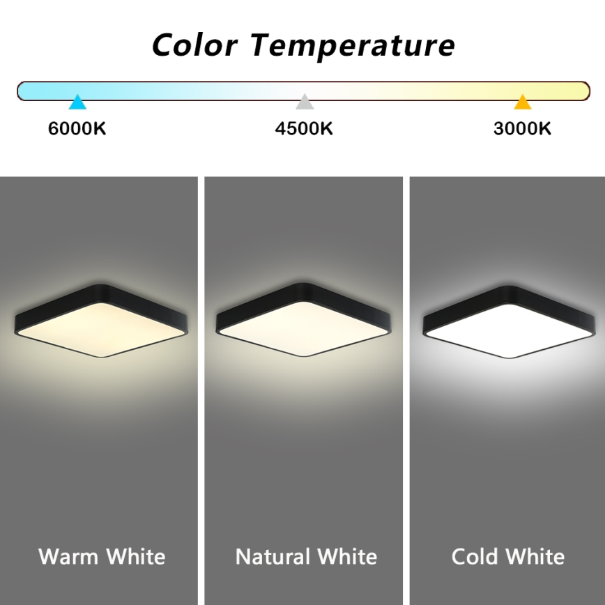 Brilagi - LED Zatemnitvena stropna svetilka POOL SQUARE LED/36W/230V 3000-6000K 40x40 cm črna + Daljinski upravljalnik