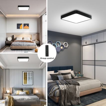 Brilagi - LED Zatemnitvena stropna svetilka POOL SQUARE LED/36W/230V 3000-6000K 40x40 cm črna + Daljinski upravljalnik