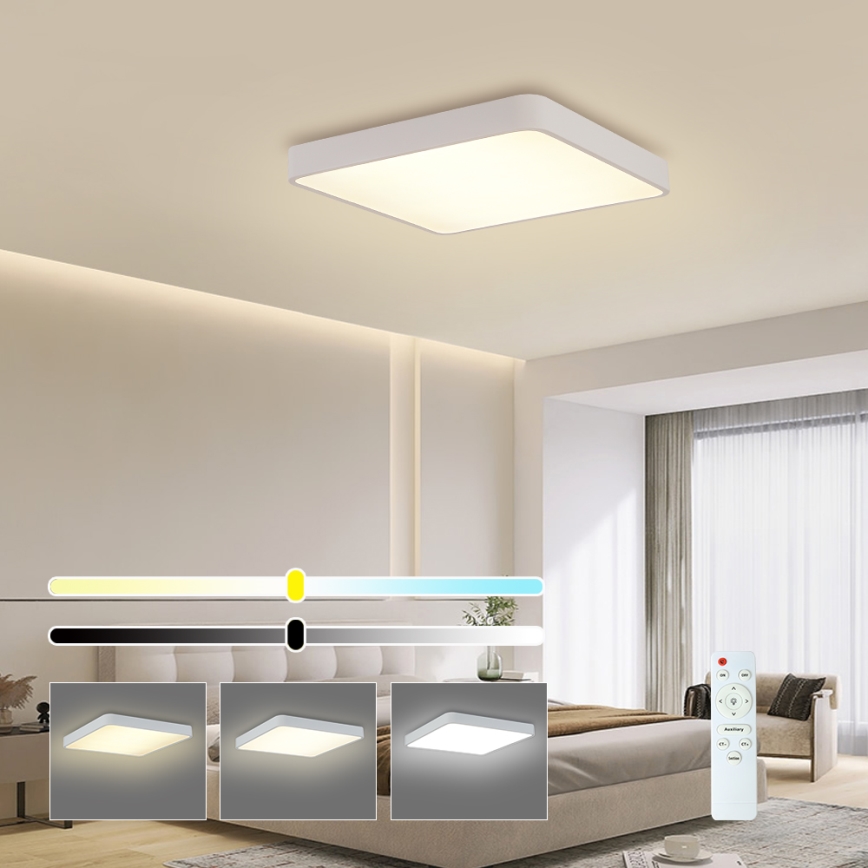 Brilagi - LED Zatemnitvena stropna svetilka POOL SQUARE LED/48W/230V 3000-6000K 50x50 cm bela + Daljinski upravljalnik