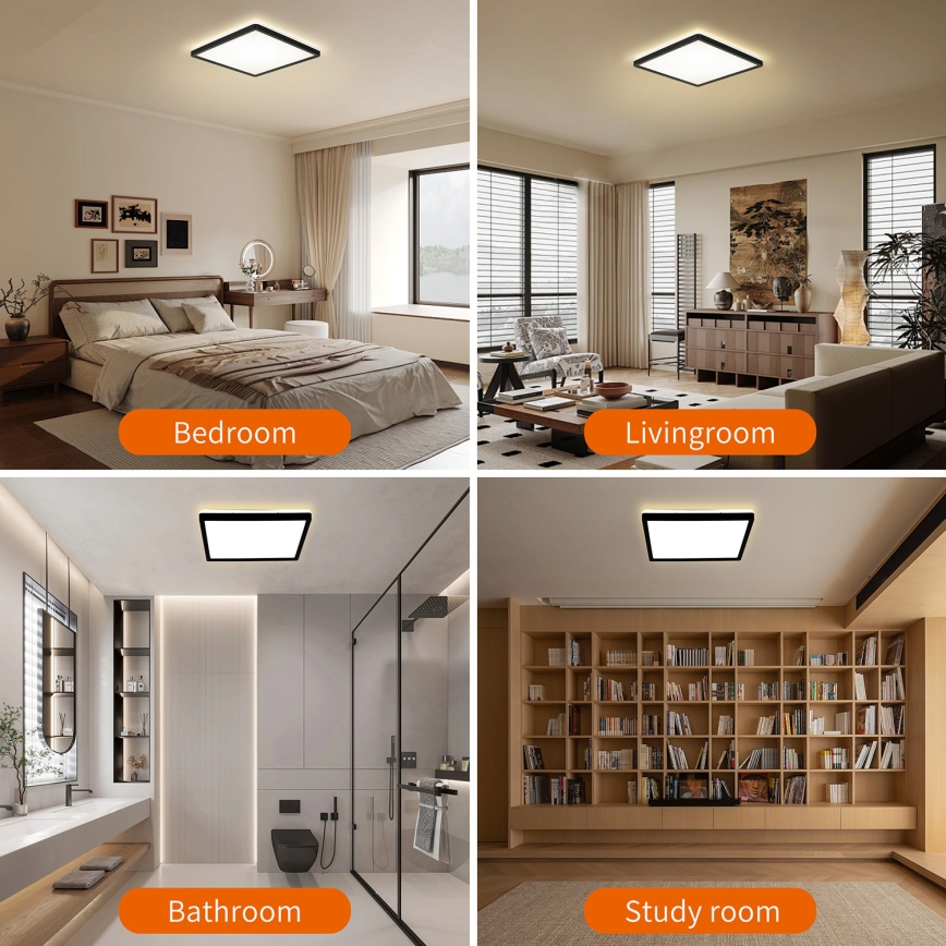 Brilagi - LED Zatemnitvena svetilka z motion in dusk senzor ULTRA SLIM LED/18W/230V 30x30 cm + Daljinski upravljalnik