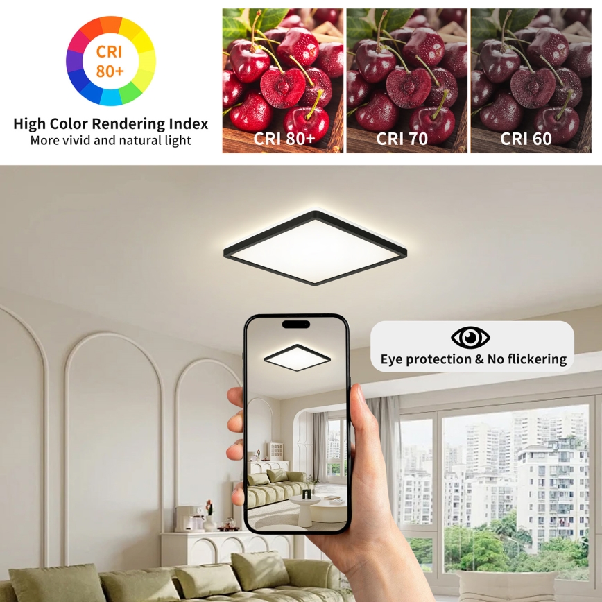 Brilagi - LED Zatemnitvena svetilka z motion in dusk senzor ULTRA SLIM LED/18W/230V 30x30 cm + Daljinski upravljalnik