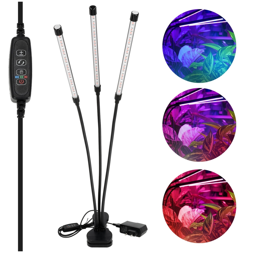 Brilagi - LED Zatemnitvena fleksibilna namizna svetilka s sponko za gojenje rastlin VITABLOOM 3xLED/10W/230V črna