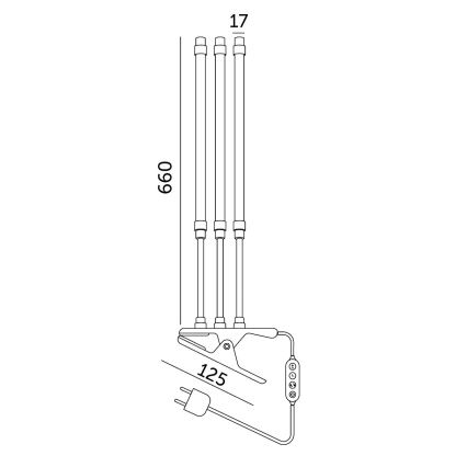 Brilagi - LED Zatemnitvena fleksibilna namizna svetilka s sponko za gojenje rastlin VITABLOOM 3xLED/10W/230V črna