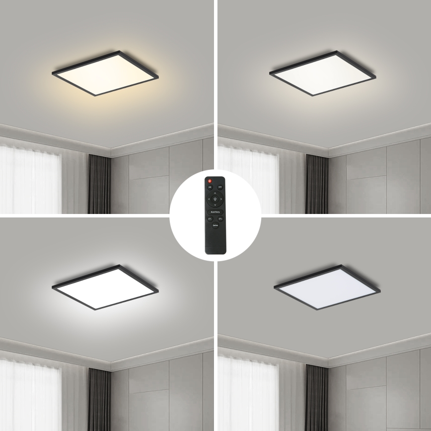 Brilagi - LED Zatemnitvena stropna svetilka SLIMFRAME LED/25W/230V 30x30 cm 3000-6000K črna + Daljinski upravljalnik