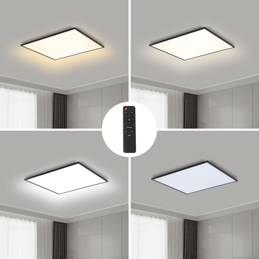Brilagi - LED Zatemnitvena stropna svetilka SLIMFRAME LED/36W/230V 45x45 cm 3000-6000K črna + Daljinski upravljalnik