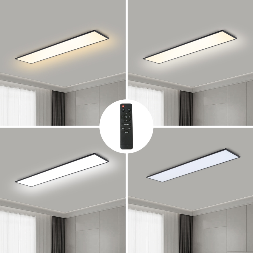 Brilagi - LED Zatemnitvena stropna svetilka SLIMFRAME LED/58W/230V 120x30 cm 3000-6000K črna + Daljinski upravljalnik