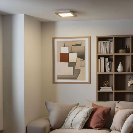 Brilagi - LED Zatemnitvena stropna svetilka SLIMFRAME WOOD LED/25W/230V 34x34 cm 3000-6000K rjava + Daljinski upravljalnik