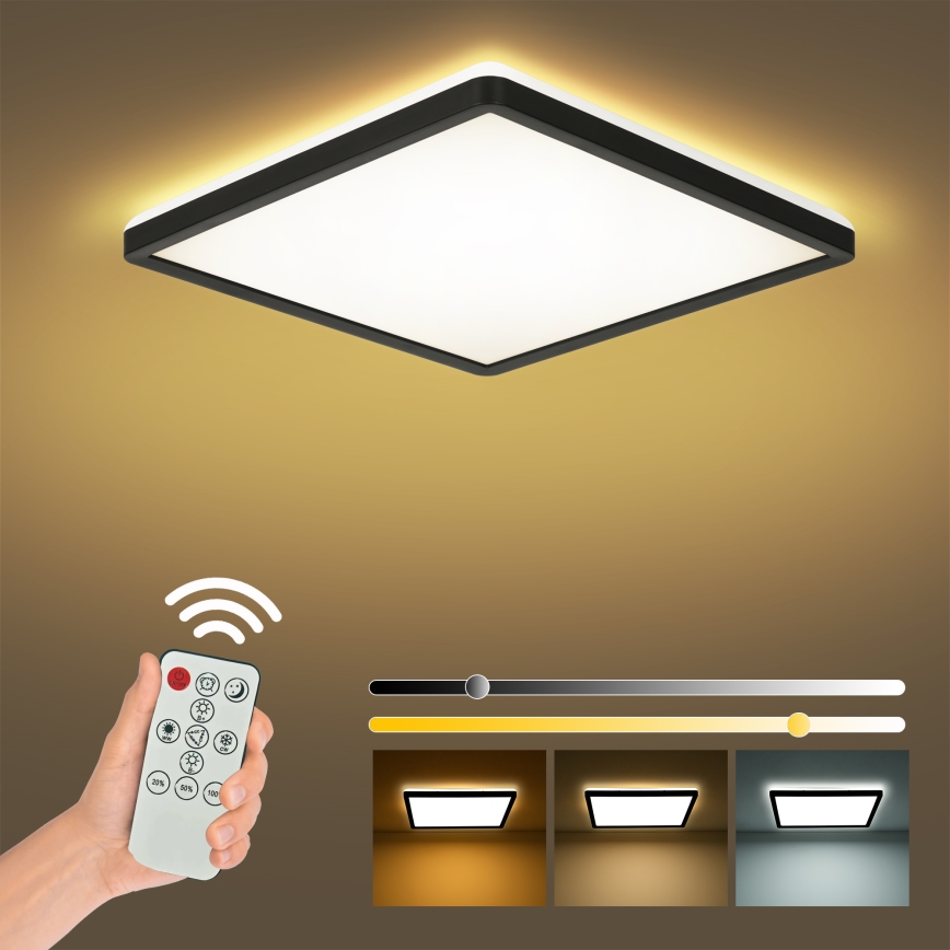 Brilagi - LED Zatemnitvena stropna svetilka ULTRA SLIM LED/18W/230V 2700-6500K 30x30 cm črna + Daljinski upravljalnik