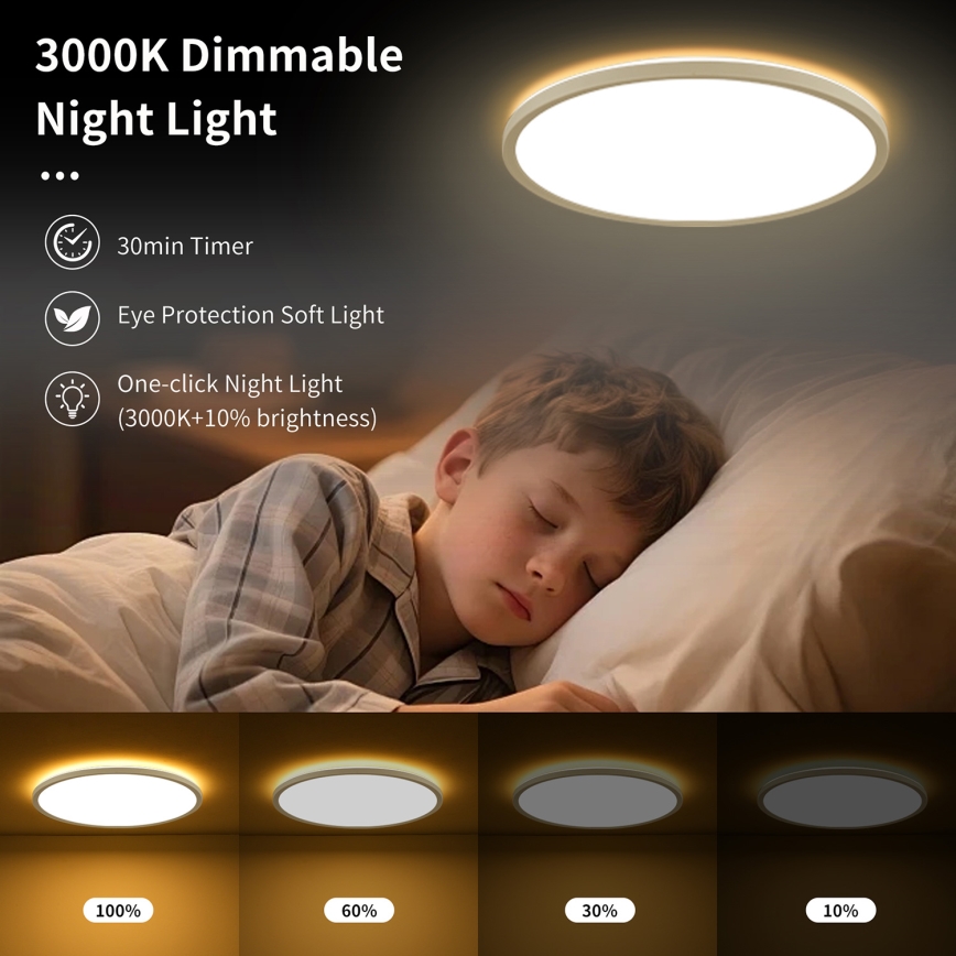 Brilagi - LED Zatemnitvena stropna svetilka ULTRA SLIM LED/18W/230V 2700-6500K pr. 30 cm bela + Daljinski upravljalnik