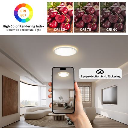Brilagi - LED Zatemnitvena stropna svetilka ULTRA SLIM LED/18W/230V 2700-6500K pr. 30 cm bela + Daljinski upravljalnik