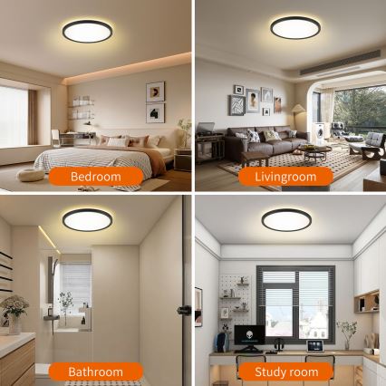 Brilagi - LED Zatemnitvena stropna svetilka ULTRA SLIM LED/18W/230V 2700-6500K pr. 30 cm črna + Daljinski upravljalnik