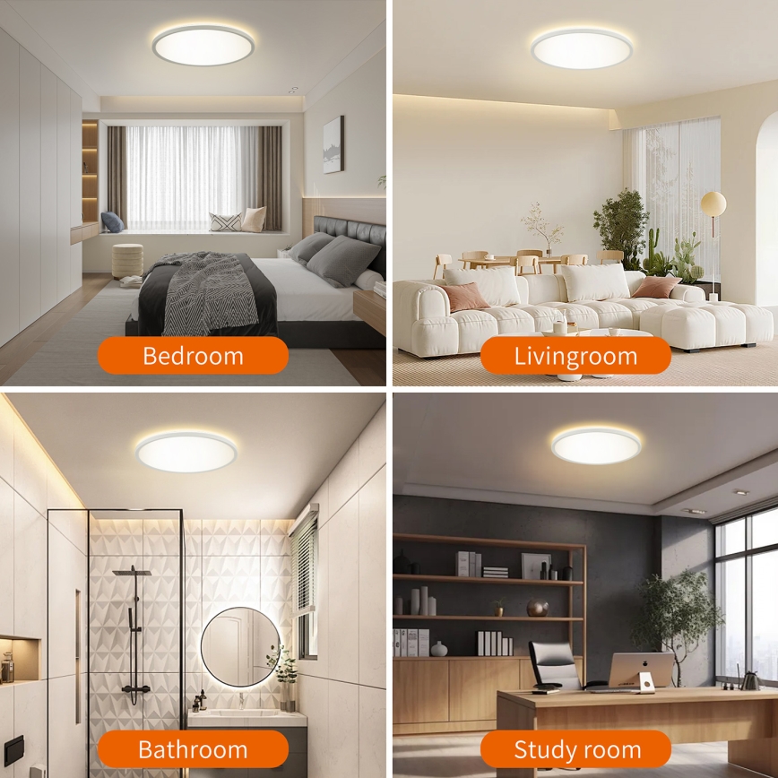 Brilagi - LED Zatemnitvena stropna svetilka ULTRA SLIM LED/24W/230V 2700-6500K pr. 42 cm bela + Daljinski upravljalnik