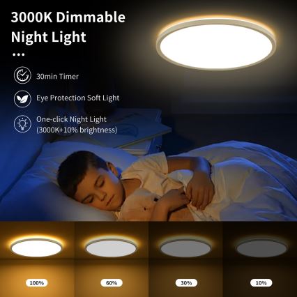 Brilagi - LED Zatemnitvena stropna svetilka ULTRA SLIM LED/24W/230V 2700-6500K pr. 42 cm bela + Daljinski upravljalnik