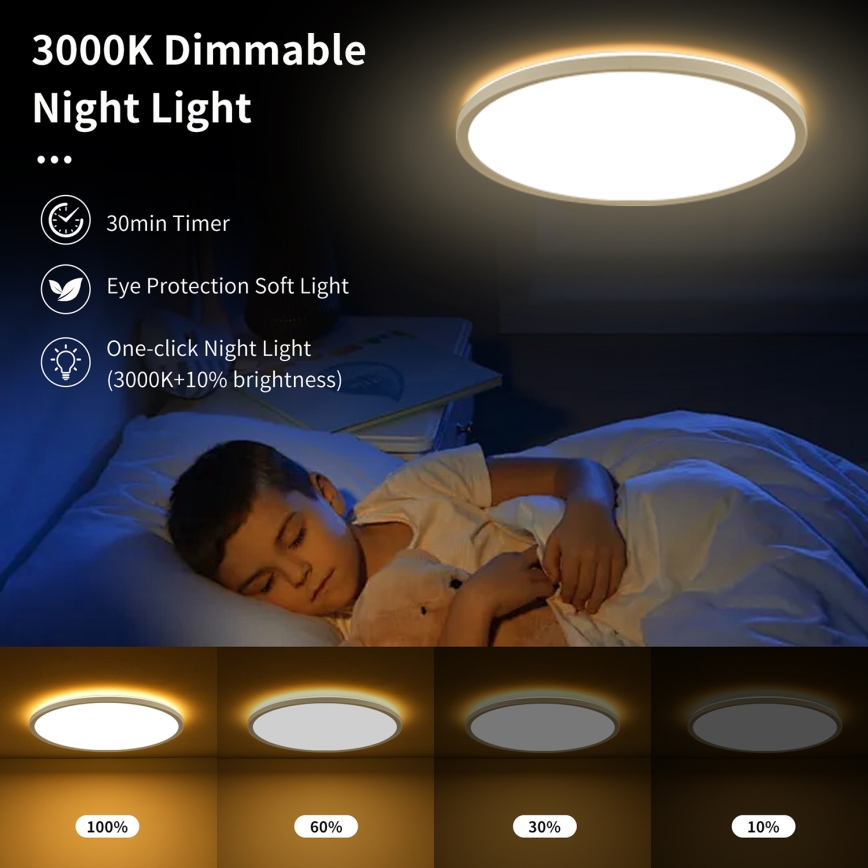 Brilagi - LED Zatemnitvena stropna svetilka ULTRA SLIM LED/24W/230V 2700-6500K pr. 42 cm bela + Daljinski upravljalnik