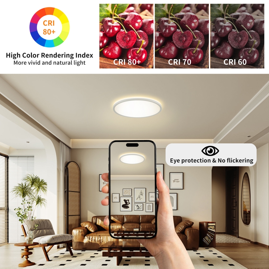 Brilagi - LED Zatemnitvena stropna svetilka ULTRA SLIM LED/24W/230V 2700-6500K pr. 42 cm bela + Daljinski upravljalnik