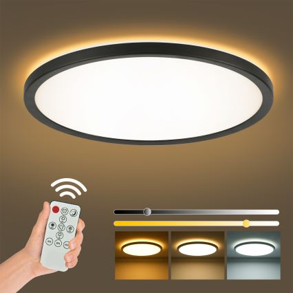 Brilagi - LED Zatemnitvena stropna svetilka ULTRA SLIM LED/24W/230V 2700-6500K pr. 42 cm črna + Daljinski upravljalnik