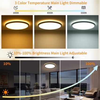 Brilagi - LED Zatemnitvena stropna svetilka ULTRA SLIM LED/24W/230V 2700-6500K pr. 42 cm črna + Daljinski upravljalnik