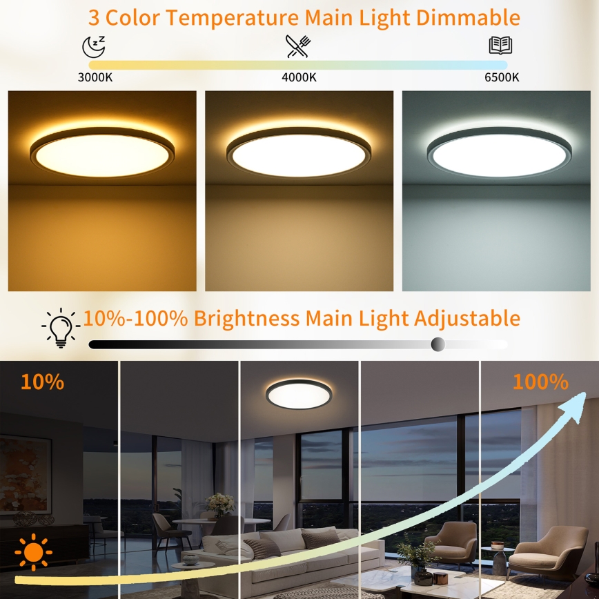 Brilagi - LED Zatemnitvena stropna svetilka ULTRA SLIM LED/24W/230V 2700-6500K pr. 42 cm črna + Daljinski upravljalnik