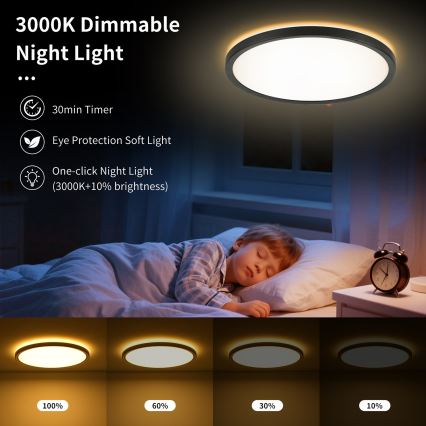 Brilagi - LED Zatemnitvena stropna svetilka ULTRA SLIM LED/24W/230V 2700-6500K pr. 42 cm črna + Daljinski upravljalnik