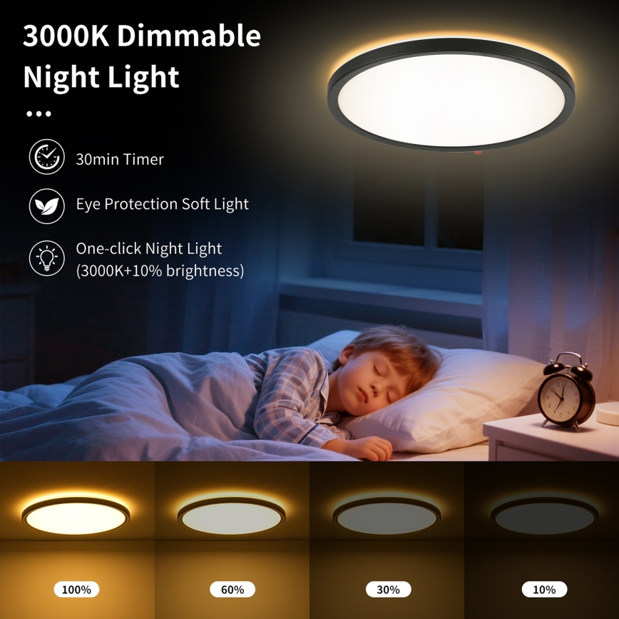 Brilagi - LED Zatemnitvena stropna svetilka ULTRA SLIM LED/24W/230V 2700-6500K pr. 42 cm črna + Daljinski upravljalnik
