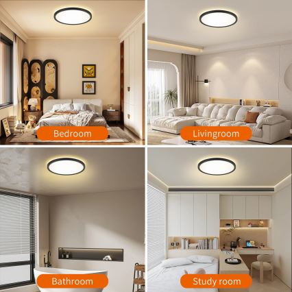 Brilagi - LED Zatemnitvena stropna svetilka ULTRA SLIM LED/24W/230V 2700-6500K pr. 42 cm črna + Daljinski upravljalnik
