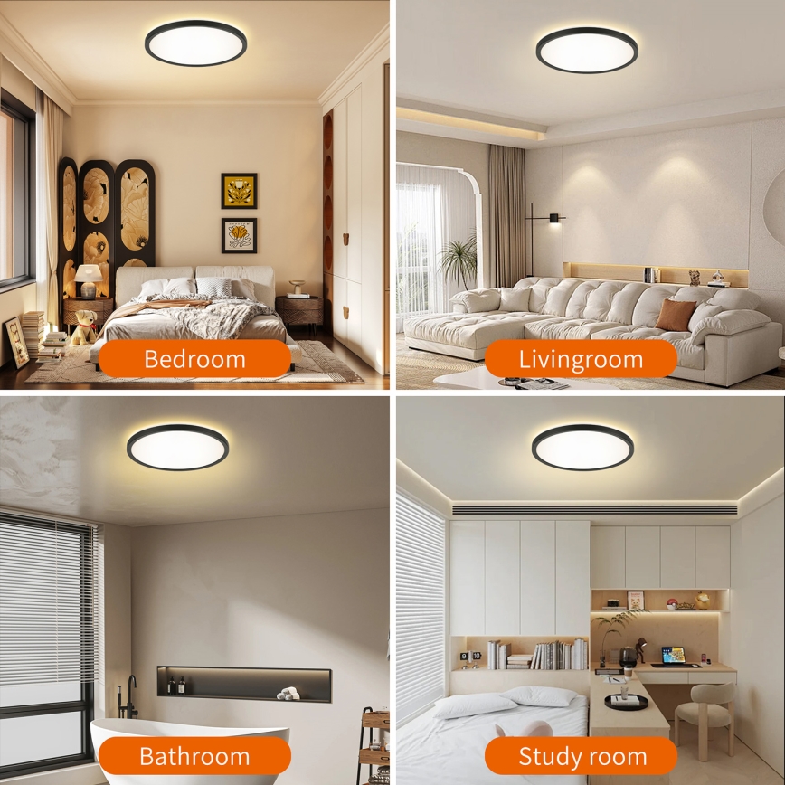 Brilagi - LED Zatemnitvena stropna svetilka ULTRA SLIM LED/24W/230V 2700-6500K pr. 42 cm črna + Daljinski upravljalnik