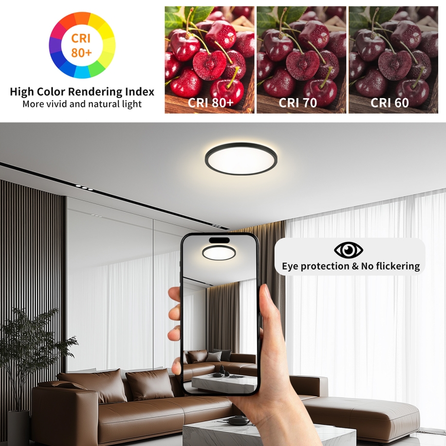 Brilagi - LED Zatemnitvena stropna svetilka ULTRA SLIM LED/24W/230V 2700-6500K pr. 42 cm črna + Daljinski upravljalnik