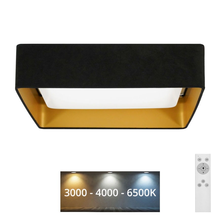Brilagi - LED Zatemnitvena stropna svetilka VELVET SQUARE LED/24W/230V 3000/4000/6500K + Daljinski upravljalnik črna