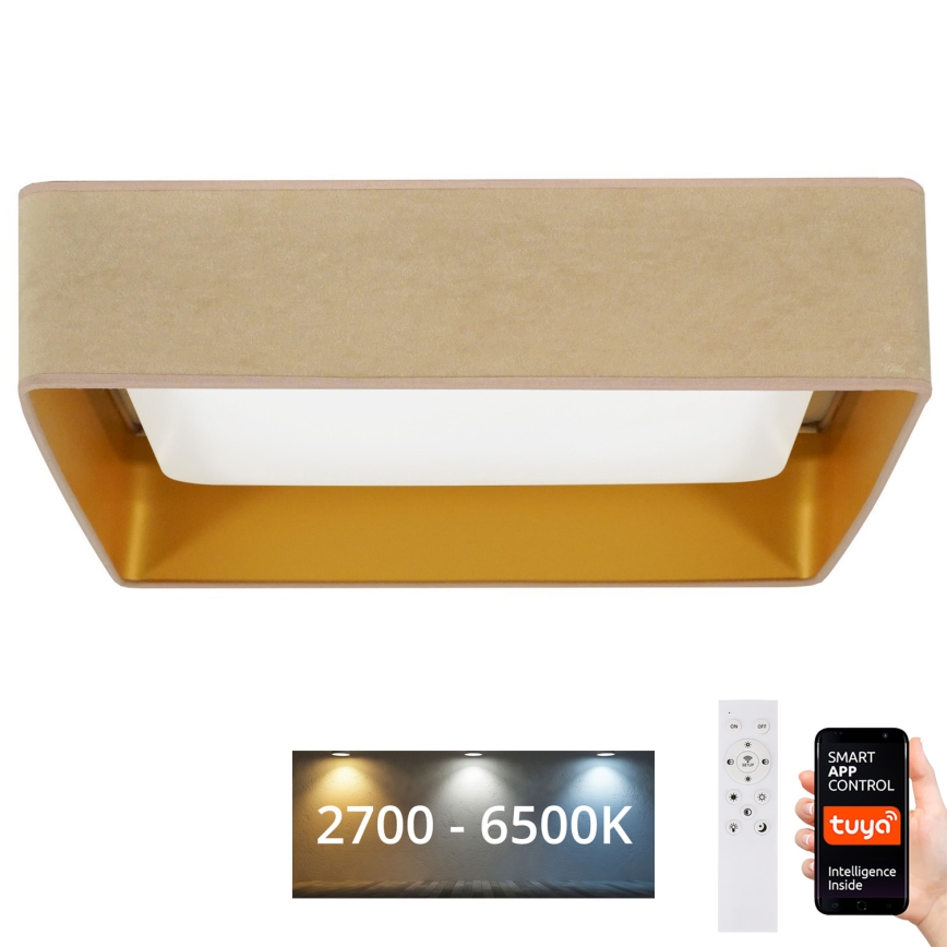 Brilagi - LED Zatemnitvena stropna svetilka VELVET SQUARE SMART LED/36W/230V 2700-6500K Wi-Fi Tuya + Daljinski upravljalnik bež
