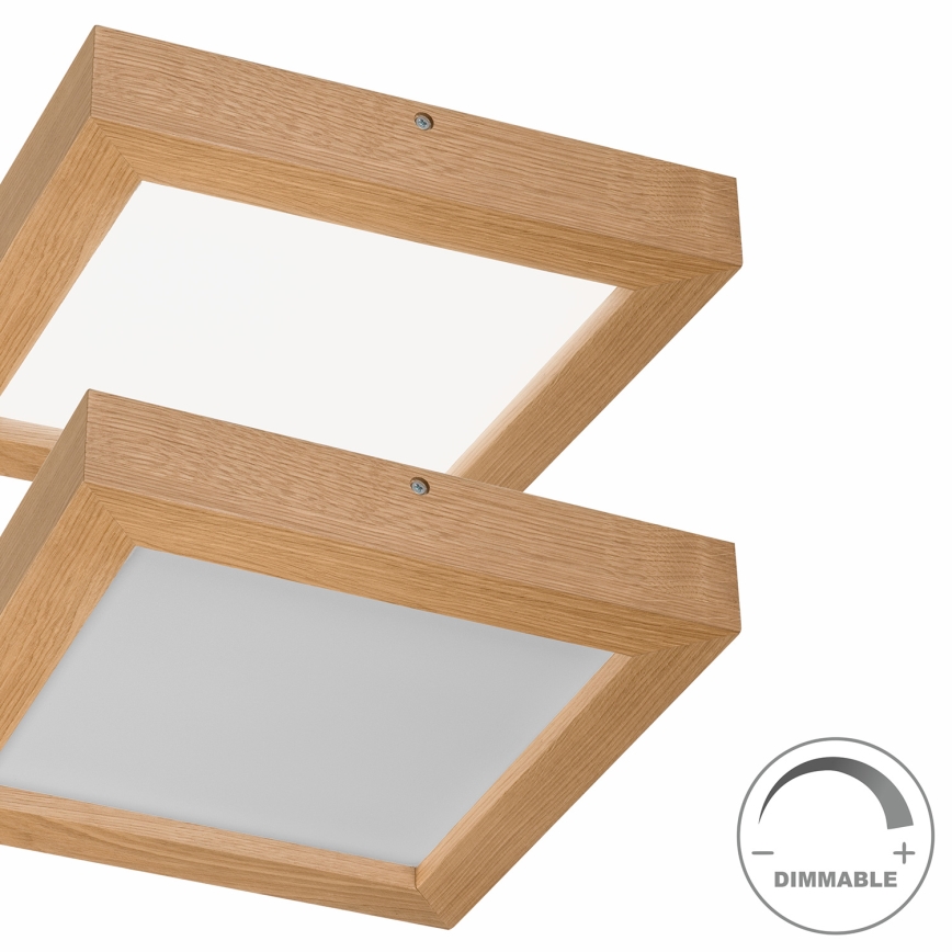 Brilagi - LED Kopalniška zatemnitvena stropna svetilka WOODY FRAME LED/24W/230V hrast 30x30 cm 3000-6000K IP44 + Daljinski upravljalnik