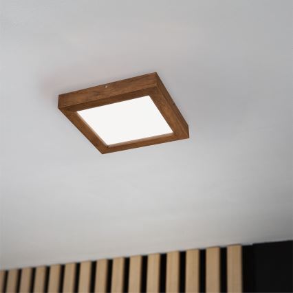 Brilagi - LED Kopalniška zatemnitvena stropna svetilka WOODY FRAME LED/24W/230V hrast češnja 30x30 cm 3000-6000K IP44 + Daljinski upravljalnik