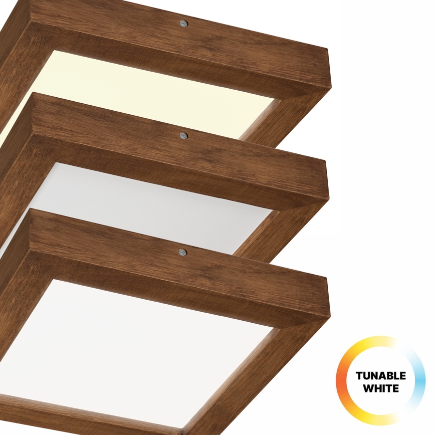 Brilagi - LED Kopalniška zatemnitvena stropna svetilka WOODY FRAME LED/24W/230V hrast češnja 30x30 cm 3000-6000K IP44 + Daljinski upravljalnik