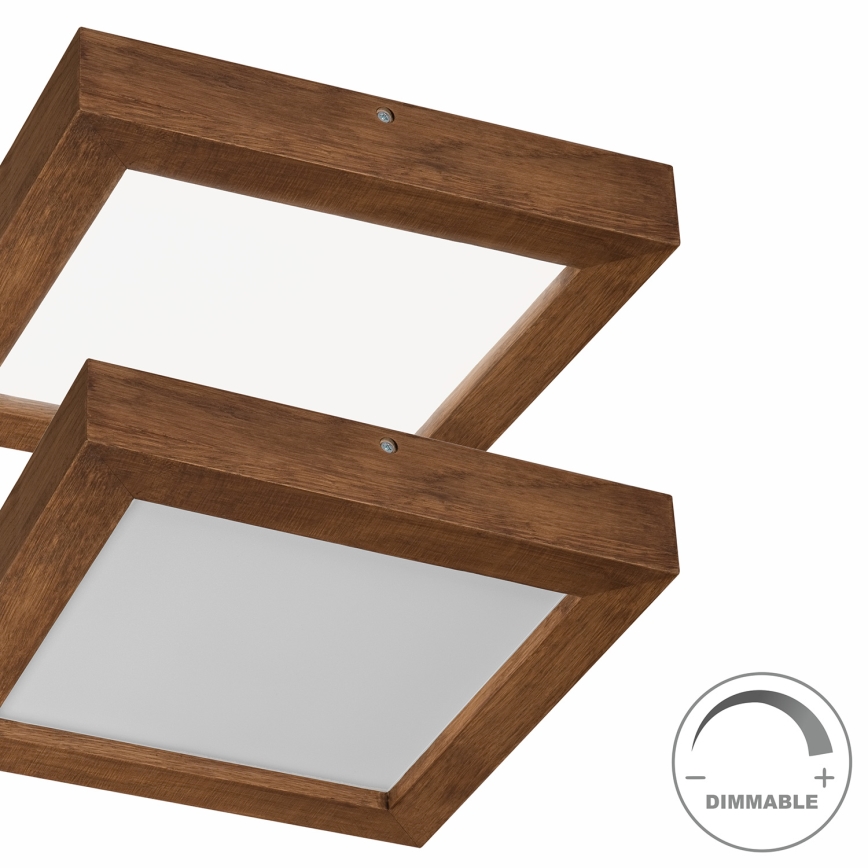Brilagi - LED Kopalniška zatemnitvena stropna svetilka WOODY FRAME LED/24W/230V hrast češnja 30x30 cm 3000-6000K IP44 + Daljinski upravljalnik