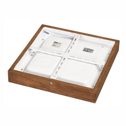 Brilagi - LED Kopalniška zatemnitvena stropna svetilka WOODY FRAME LED/24W/230V hrast češnja 30x30 cm 3000-6000K IP44 + Daljinski upravljalnik