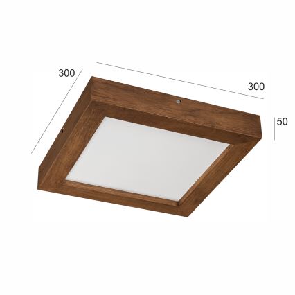 Brilagi - LED Kopalniška zatemnitvena stropna svetilka WOODY FRAME LED/24W/230V hrast češnja 30x30 cm 3000-6000K IP44 + Daljinski upravljalnik