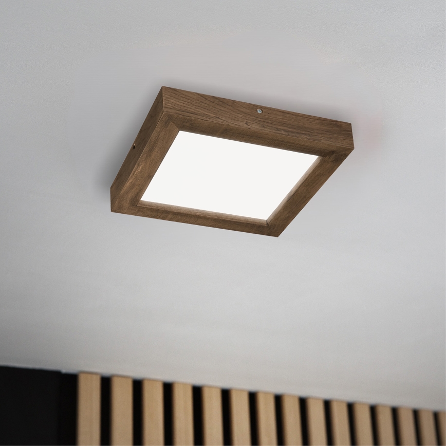Brilagi - LED Kopalniška zatemnitvena stropna svetilka WOODY FRAME LED/24W/230V hrast 30x30 cm 3000-6000K IP44 + Daljinski upravljalnik