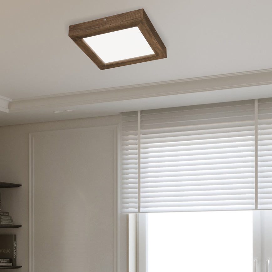 Brilagi - LED Kopalniška zatemnitvena stropna svetilka WOODY FRAME LED/24W/230V hrast 30x30 cm 3000-6000K IP44 + Daljinski upravljalnik