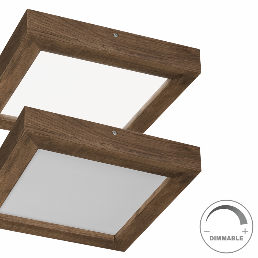 Brilagi - LED Kopalniška zatemnitvena stropna svetilka WOODY FRAME LED/24W/230V hrast 30x30 cm 3000-6000K IP44 + Daljinski upravljalnik