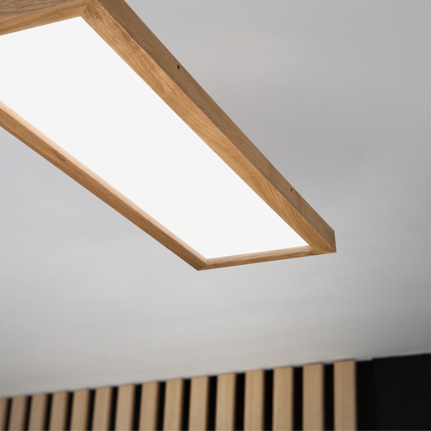 Brilagi - LED Kopalniška zatemnitvena stropna svetilka WOODY FRAME LED/50W/230V hrast 120x30 cm 3000-6000K IP44 + Daljinski upravljalnik