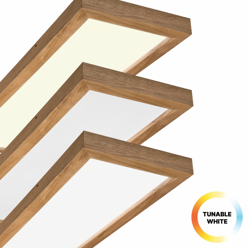 Brilagi - LED Kopalniška zatemnitvena stropna svetilka WOODY FRAME LED/50W/230V hrast 120x30 cm 3000-6000K IP44 + Daljinski upravljalnik