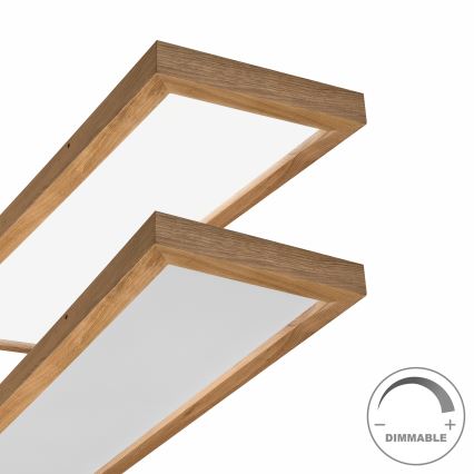 Brilagi - LED Kopalniška zatemnitvena stropna svetilka WOODY FRAME LED/50W/230V hrast 120x30 cm 3000-6000K IP44 + Daljinski upravljalnik