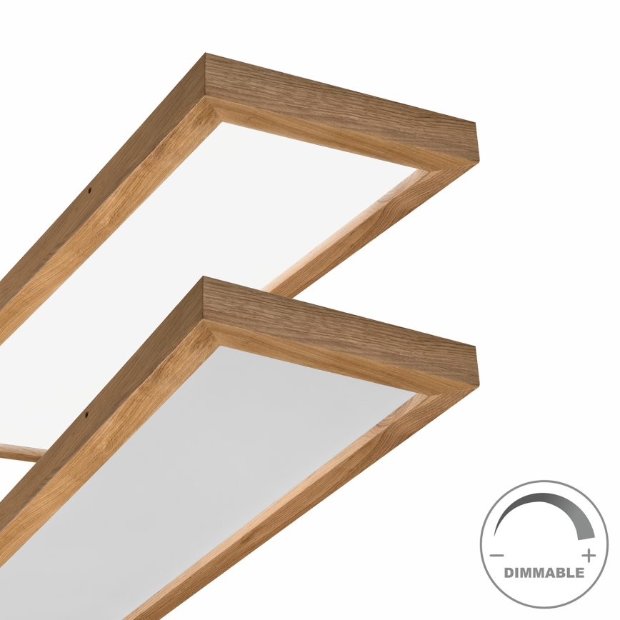 Brilagi - LED Kopalniška zatemnitvena stropna svetilka WOODY FRAME LED/50W/230V hrast 120x30 cm 3000-6000K IP44 + Daljinski upravljalnik