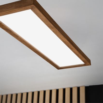 Brilagi - LED Kopalniška zatemnitvena stropna svetilka WOODY FRAME LED/50W/230V hrast češnja 120x30 cm 3000-6000K IP44 + Daljinski upravljalnik