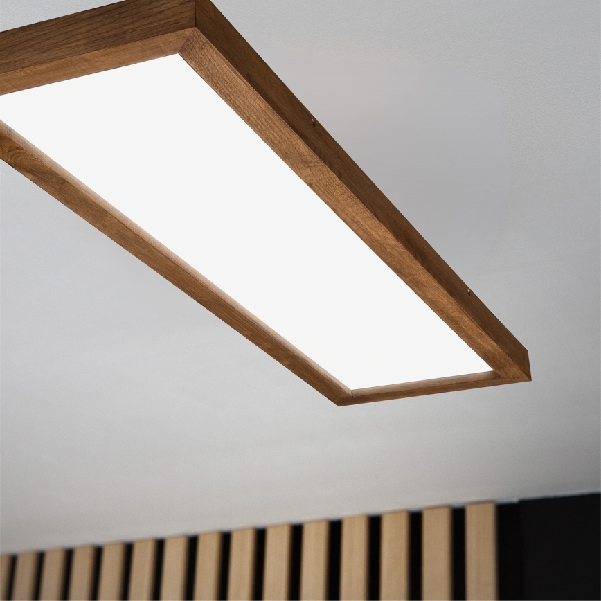 Brilagi - LED Kopalniška zatemnitvena stropna svetilka WOODY FRAME LED/50W/230V hrast češnja 120x30 cm 3000-6000K IP44 + Daljinski upravljalnik