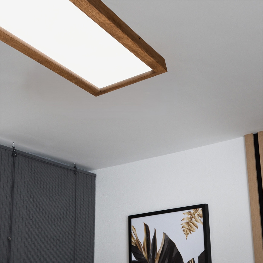 Brilagi - LED Kopalniška zatemnitvena stropna svetilka WOODY FRAME LED/50W/230V hrast češnja 120x30 cm 3000-6000K IP44 + Daljinski upravljalnik