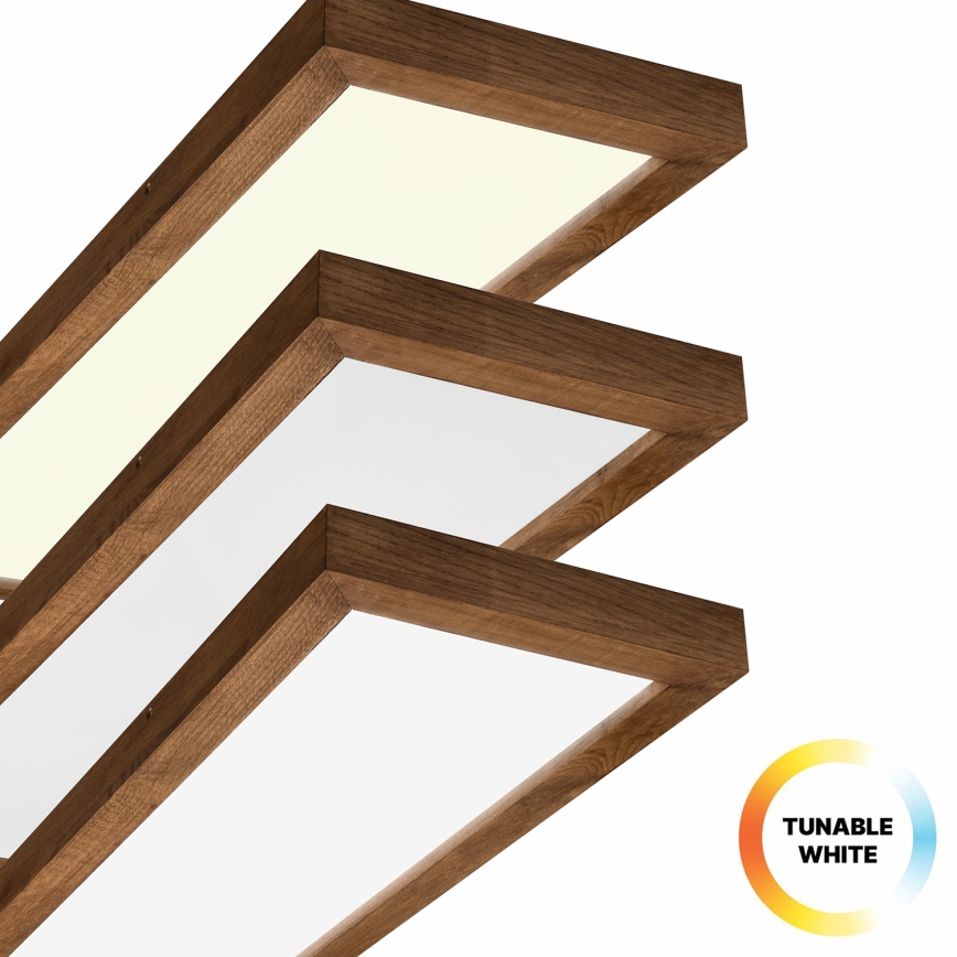 Brilagi - LED Kopalniška zatemnitvena stropna svetilka WOODY FRAME LED/50W/230V hrast češnja 120x30 cm 3000-6000K IP44 + Daljinski upravljalnik