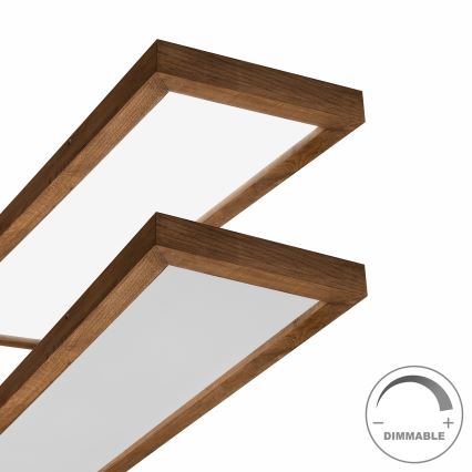 Brilagi - LED Kopalniška zatemnitvena stropna svetilka WOODY FRAME LED/50W/230V hrast češnja 120x30 cm 3000-6000K IP44 + Daljinski upravljalnik